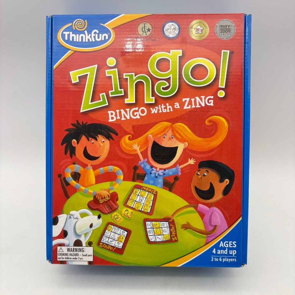 ThinkFun Zingo Bingo With A Zing Board Game 100% Complete Used Kids Learning